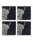 Highland Cow Slate Coasters - Set of 4