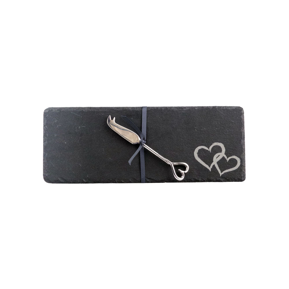 Love Heart Single Mini Slate Cheese Board & Knife Set