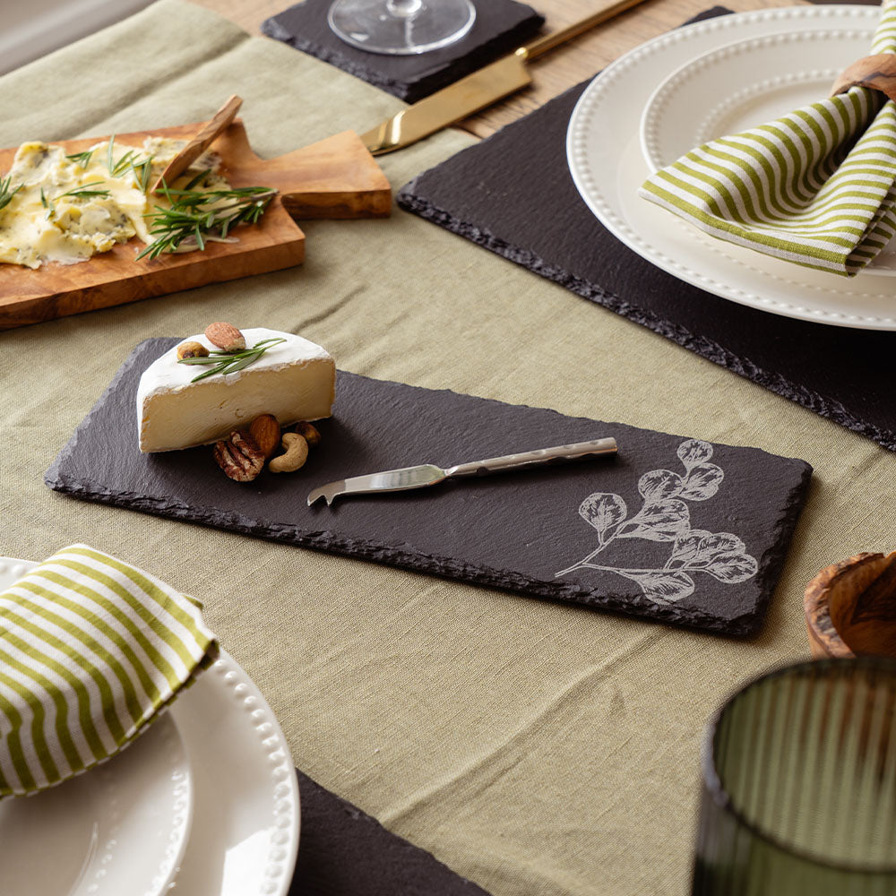 Flora Single Mini Slate Cheese Board &amp; Knife Set