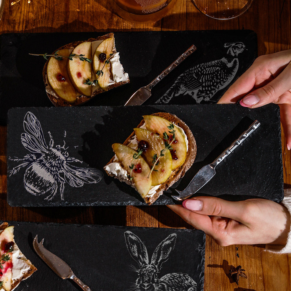 Bee Single Mini Slate Cheese Board &amp; Knife Set