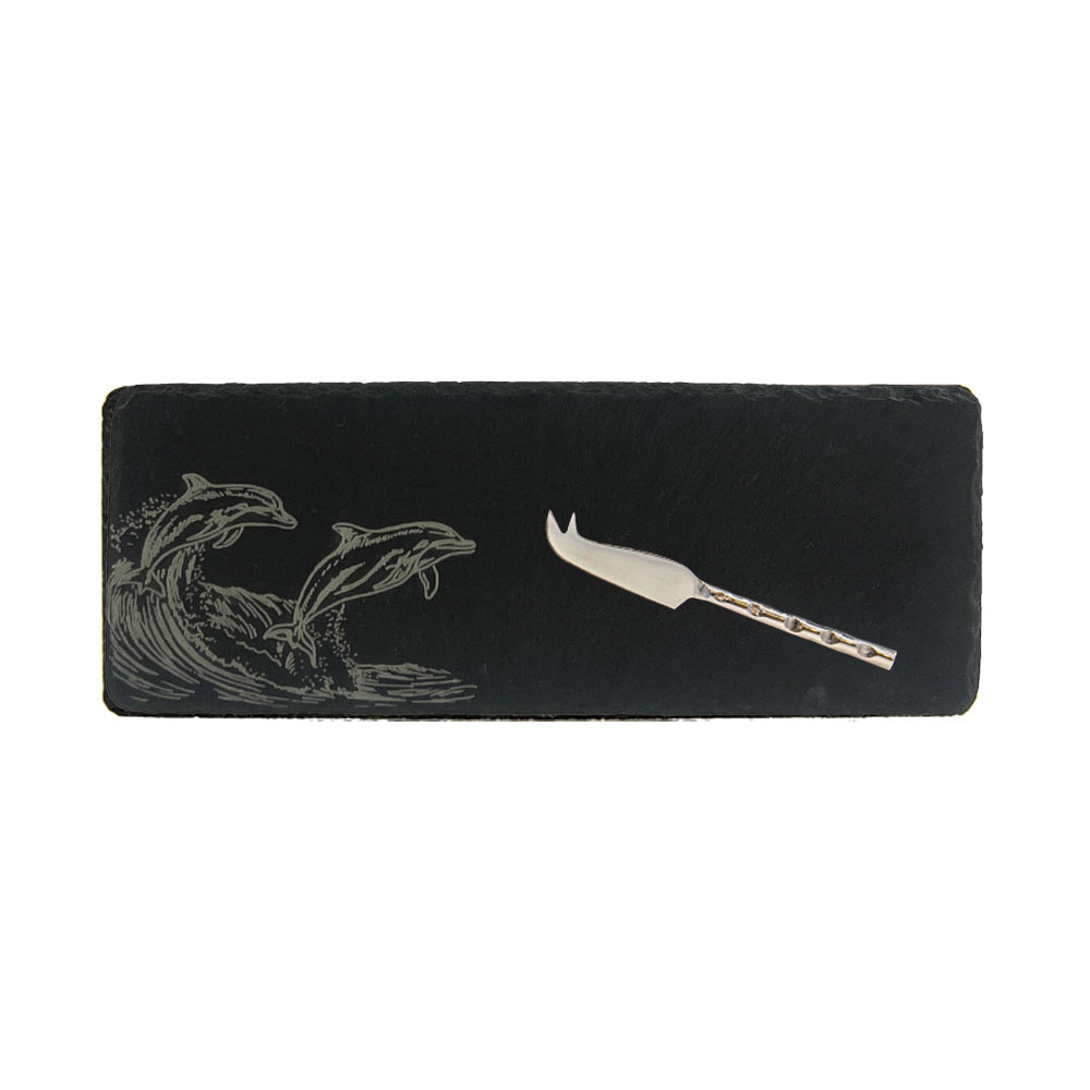 Dolphin Single Mini Slate Cheese Board & Knife Set