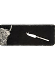 Highland Cow Single Mini Slate Cheese Board & Knife Set