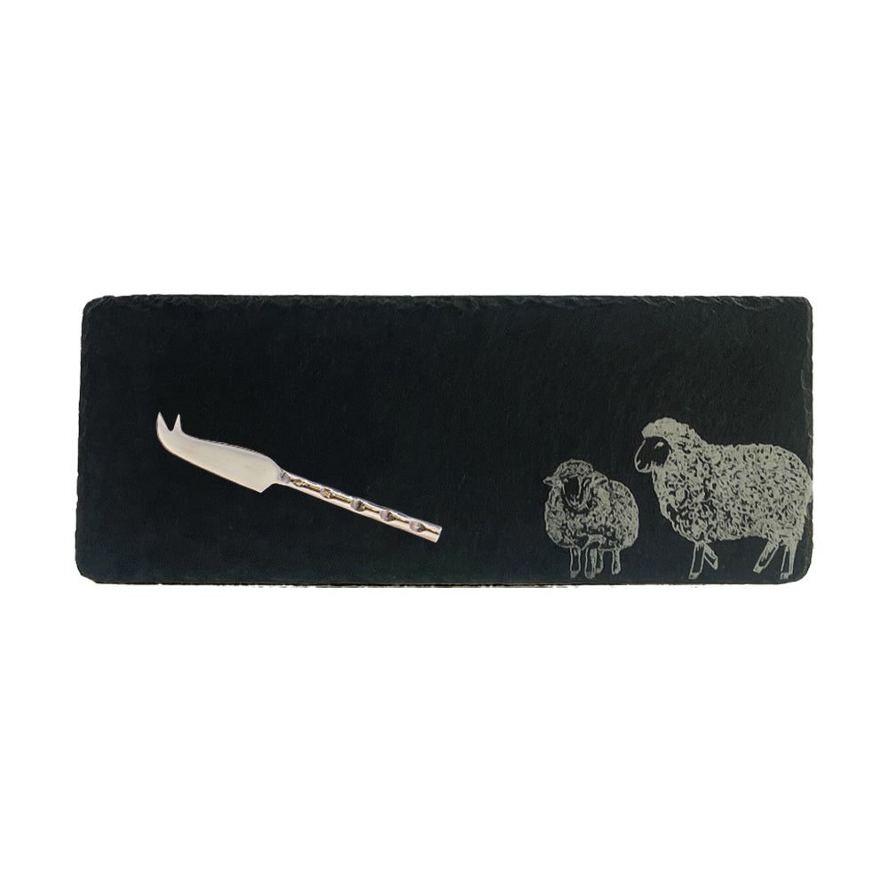 Sheep Single Mini Slate Cheese Board &amp; Knife Set