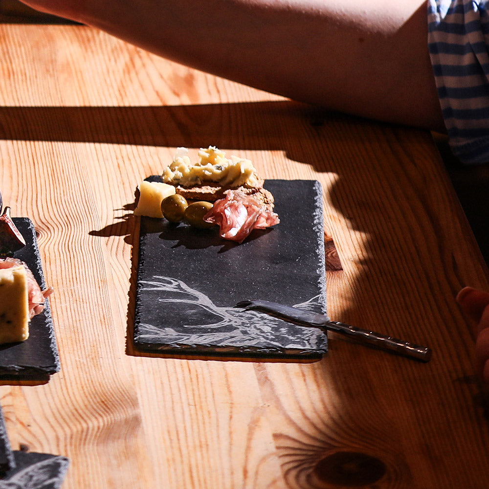 Mini Slate Cheese Board & Knife Set – Stag Design
