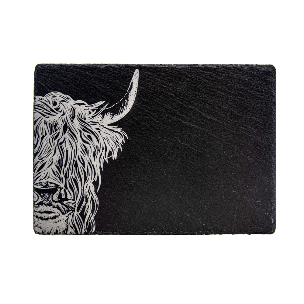 Highland Cow Slate Placemat &amp; Coaster Gift Set