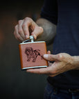 Bulldog Leather Hip Flask