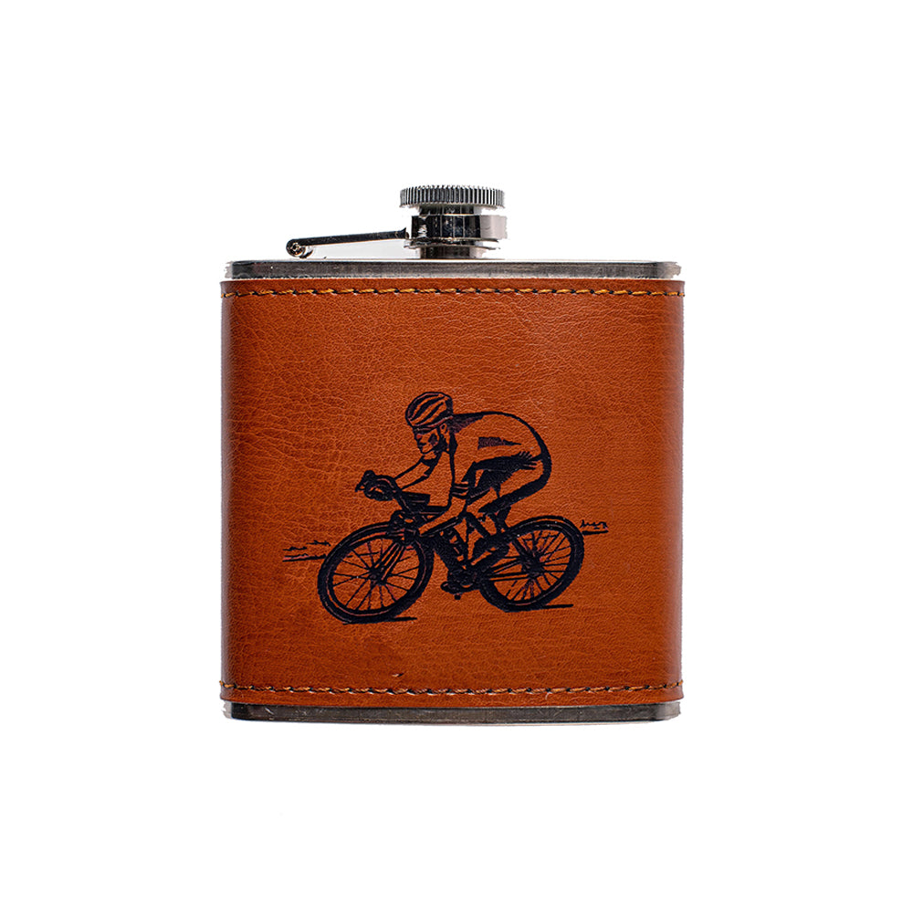 Cycling Leather Hip Flask