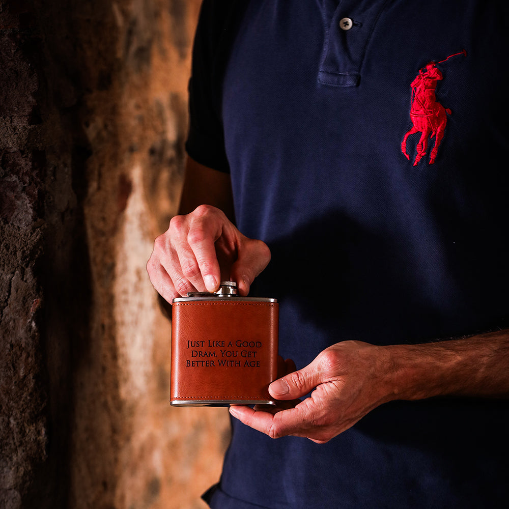 Good Dram Leather Hip Flask