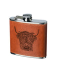 Highland Cow Leather Hip Flask