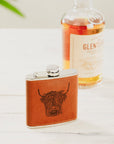 Highland Cow Leather Hip Flask