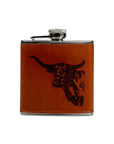 Texas Longhorn Leather Hip Flask