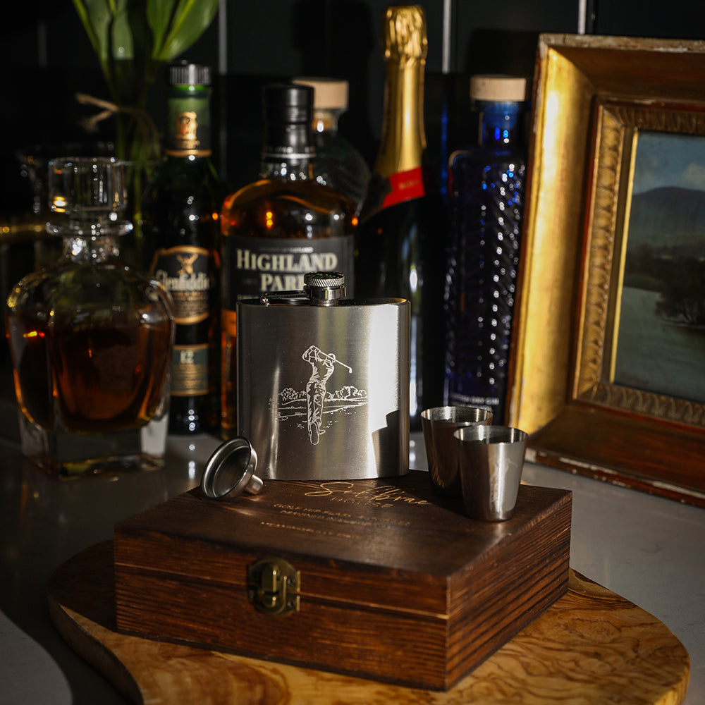 Golf Hip Flask &amp; Cup Set