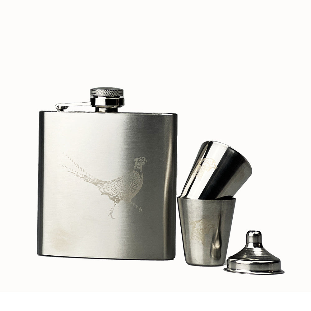 Pheasant Hip Flask &amp; Cup Set