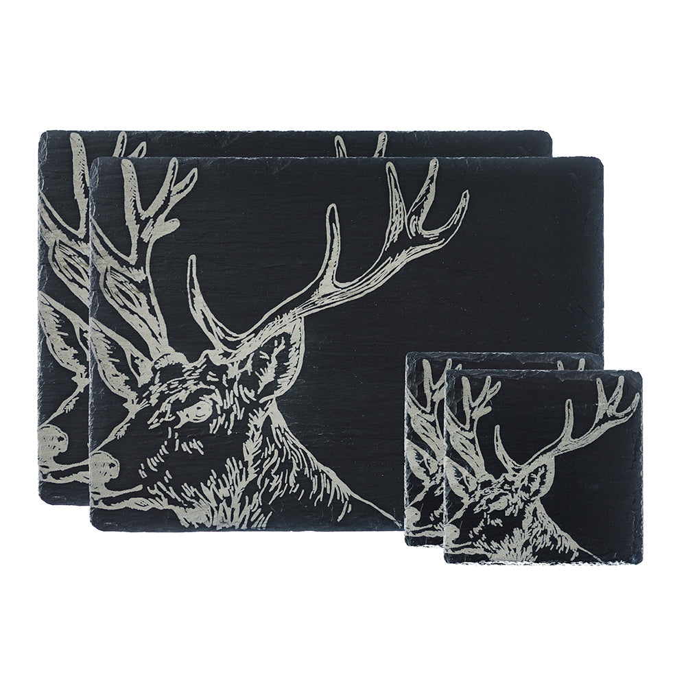 Stag Slate Coaster &amp; Place Mat Set