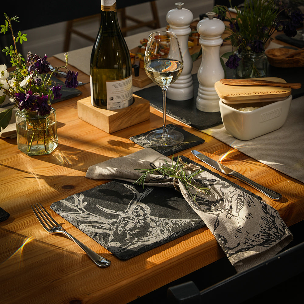 Stag Slate Coaster &amp; Place Mat Set