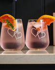 Love Hearts Stemless Glasses - Set of 2