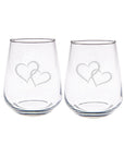 Love Hearts Stemless Glasses - Set of 2