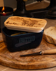 Scenic Highland Cow Blue Butter Dish