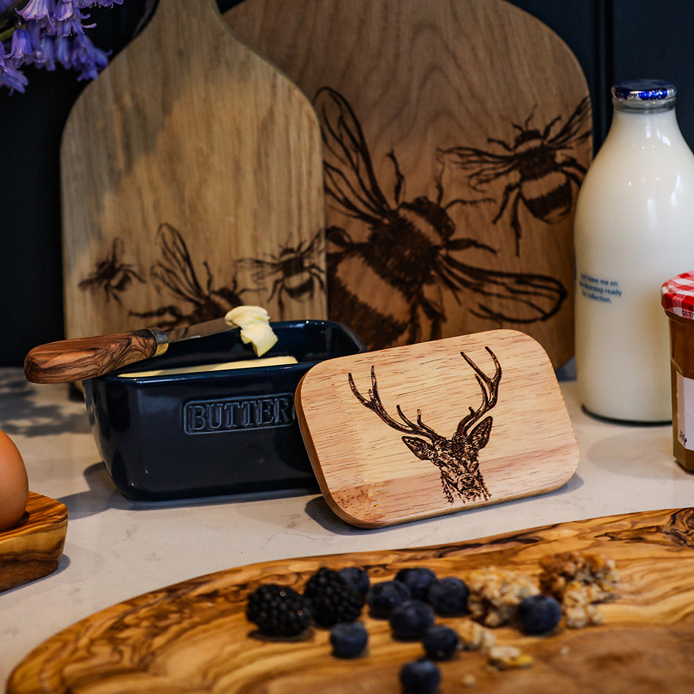 Stag Prince Blue Butter Dish