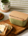 Spread The Love Sage Green Butter Dish & Knife Set
