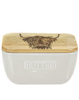 Highland Cow White Butter Dish