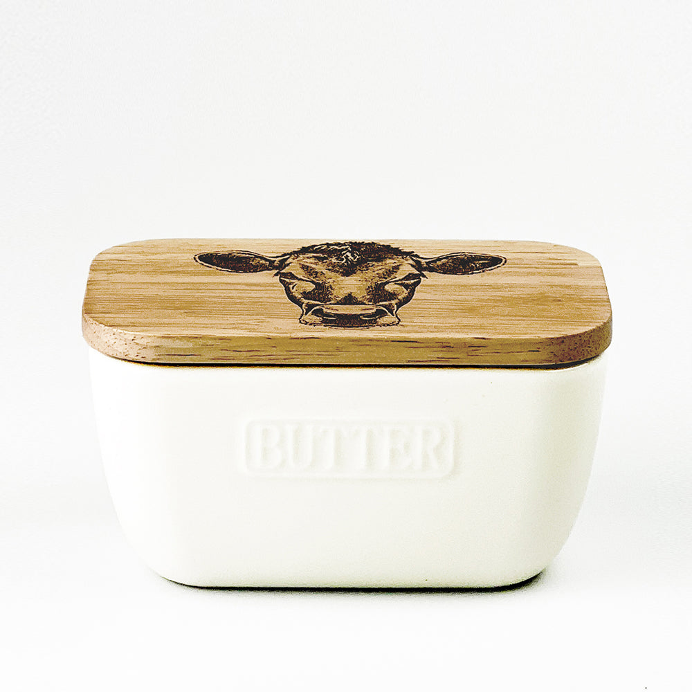 Jersey Cow White Butter Dish