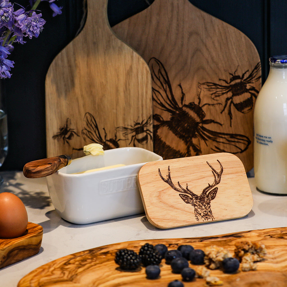 Stag Prince White Butter Dish