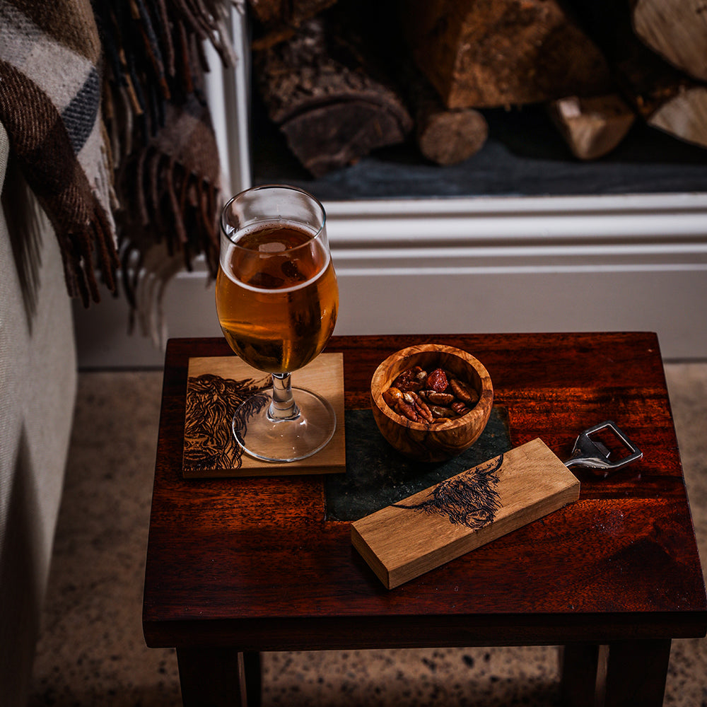 Highland Cow Oak Bottle Opener