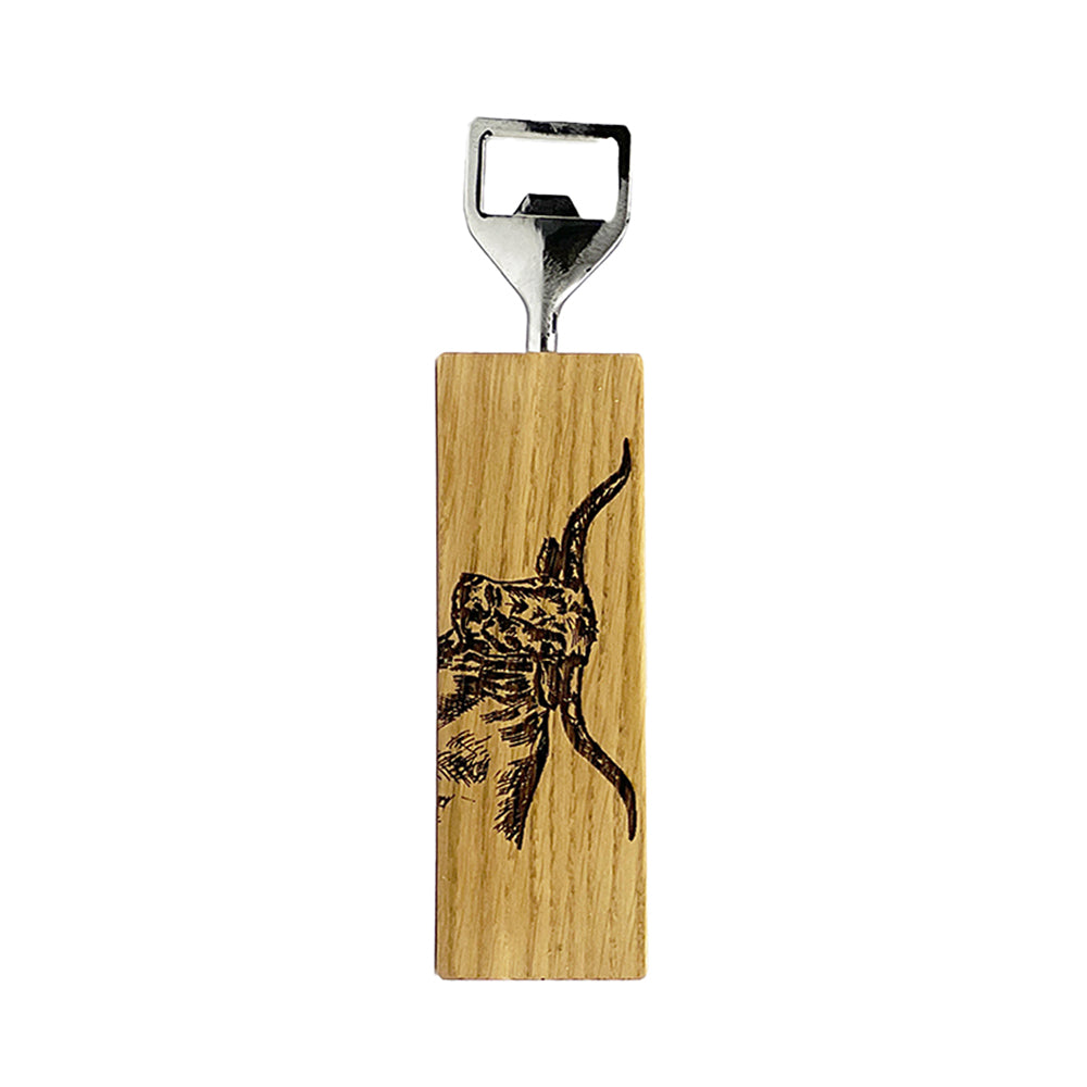 Texas Longhorn Oak Bottle Opener