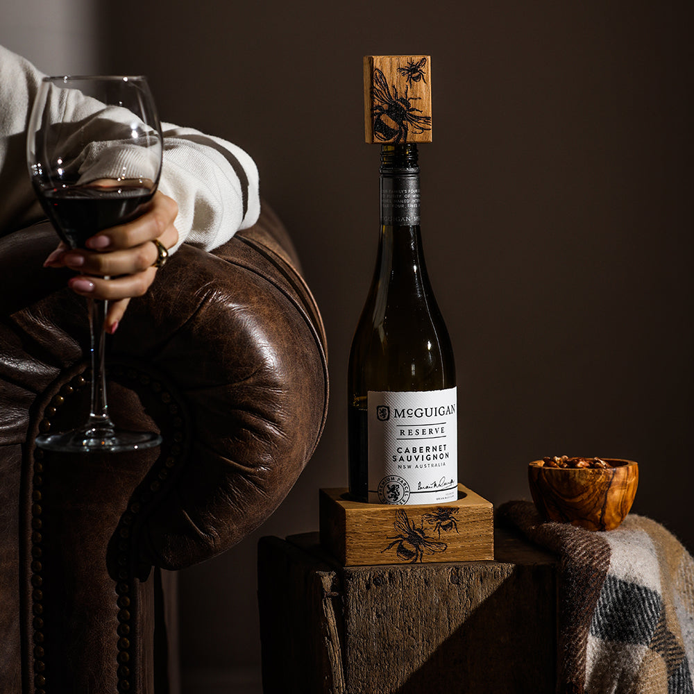 Bee Oak Wine Bottle Coaster