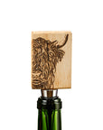 Highland Cow Oak Bottle Stopper