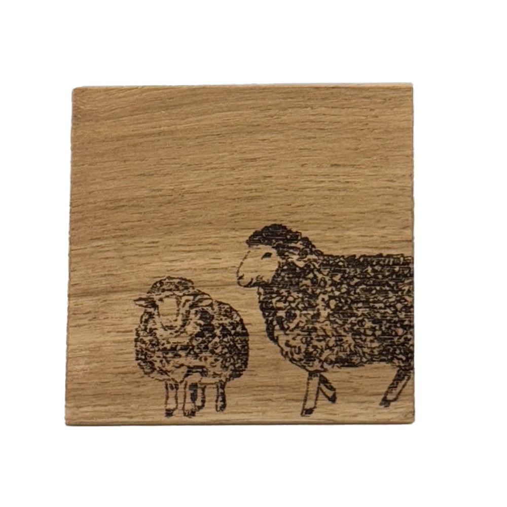 Sheep Single Oak Coaster