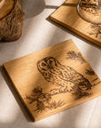Tawny Owl Single Oak Coaster