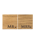Mr & Mrs Oak Coasters - Set of 2