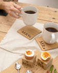Mr & Mrs Oak Coasters - Set of 2