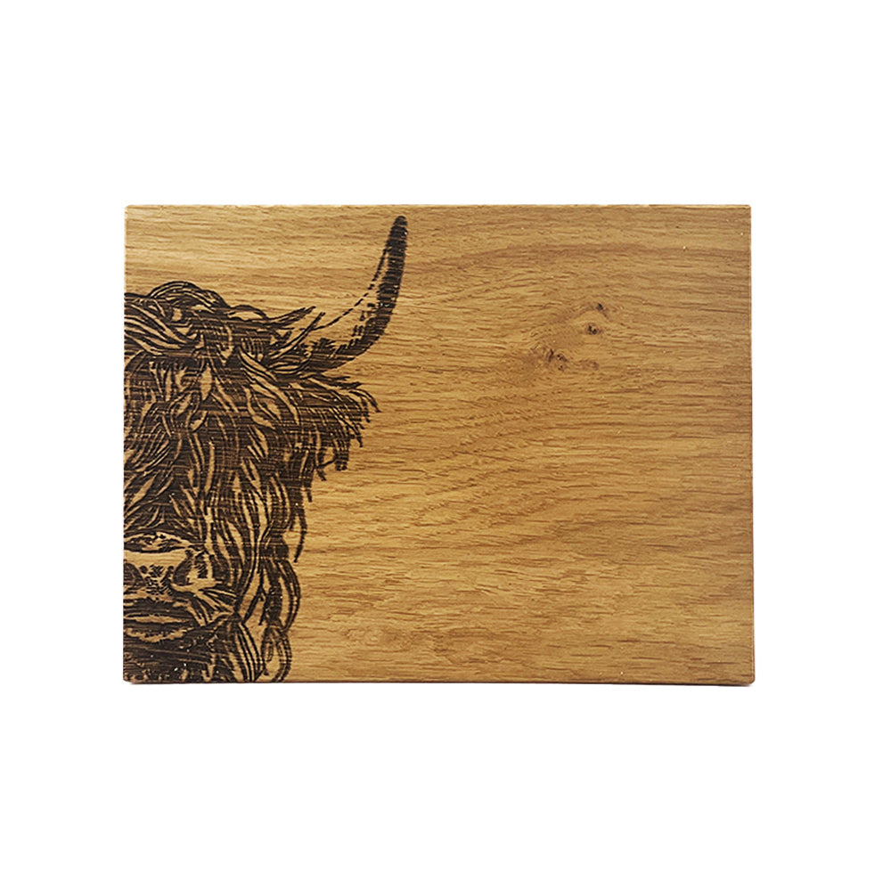 Highland Cow Oak Bar Board