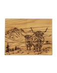 Scenic Highland Cow Oak Bar Board