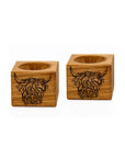 Highland Cow Oak Egg Cups - Set of 2