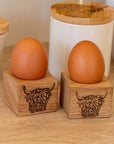 Highland Cow Oak Egg Cups - Set of 2