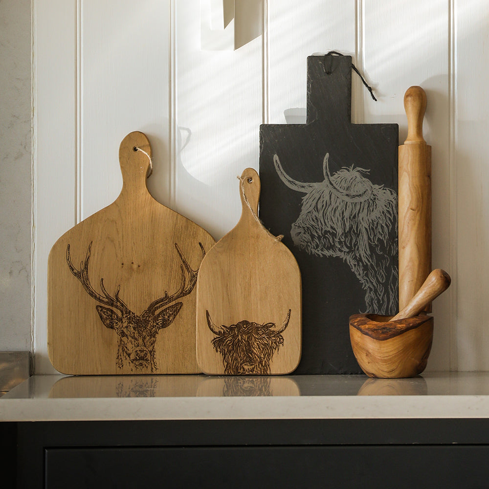 Highland Cow Oak Hanging Paddle - Small