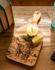 Scenic Highland Cow Oak Hanging Paddle - Small