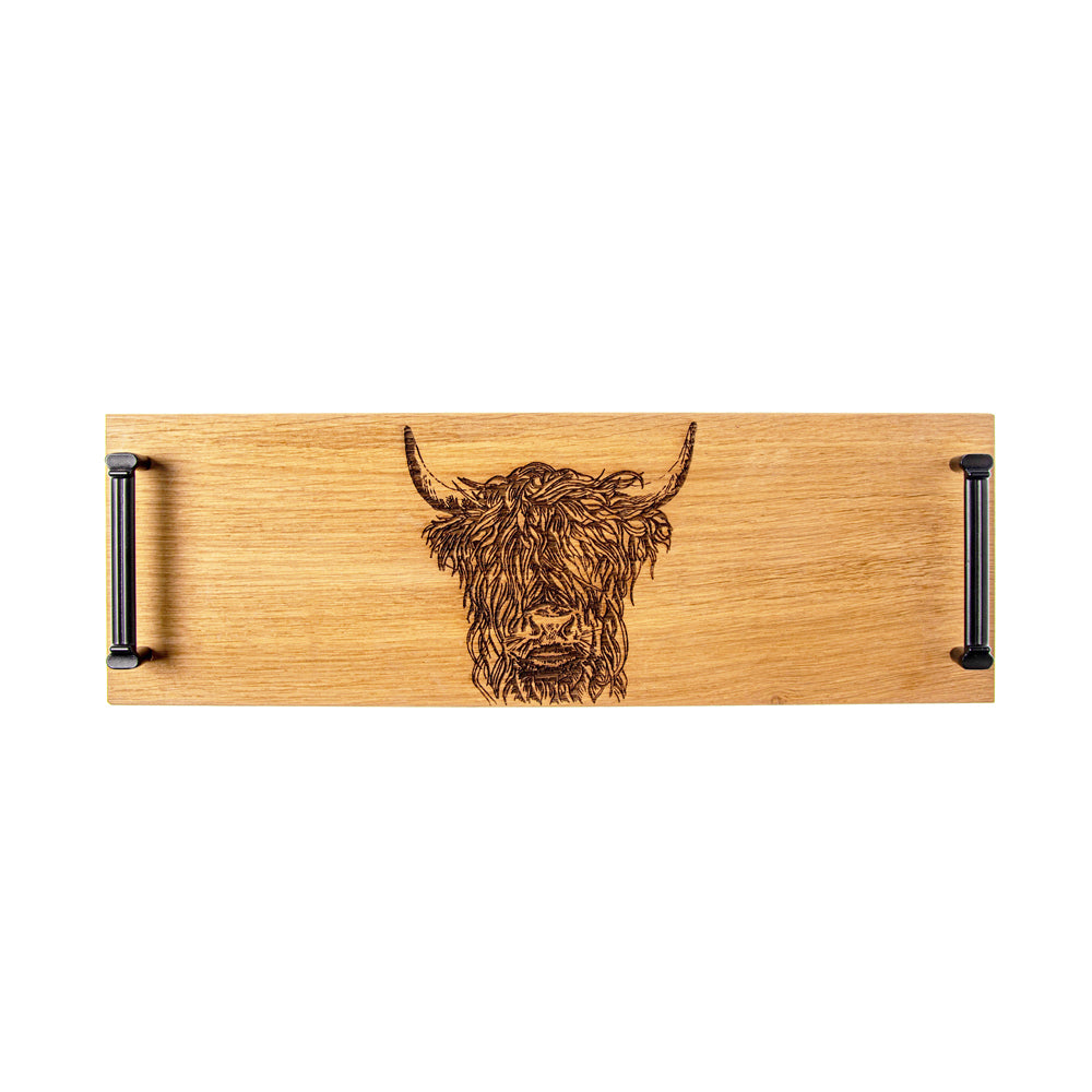 Highland Cow Oak Serving Tray