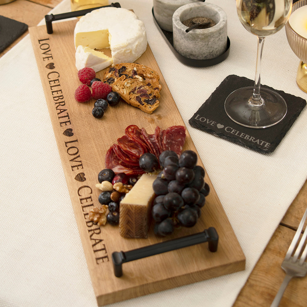 Love &amp; Celebrate Oak Serving Tray