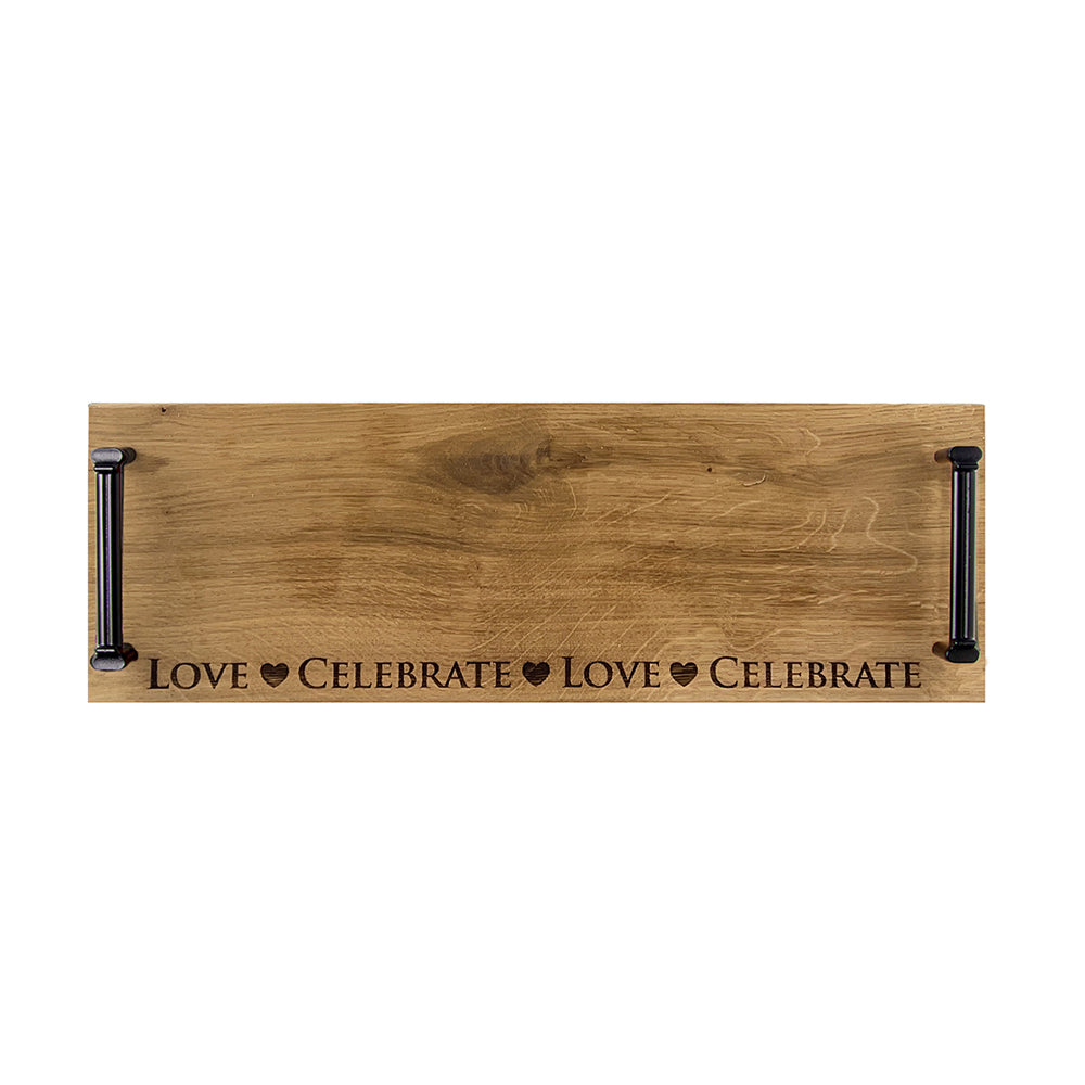 Love &amp; Celebrate Oak Serving Tray