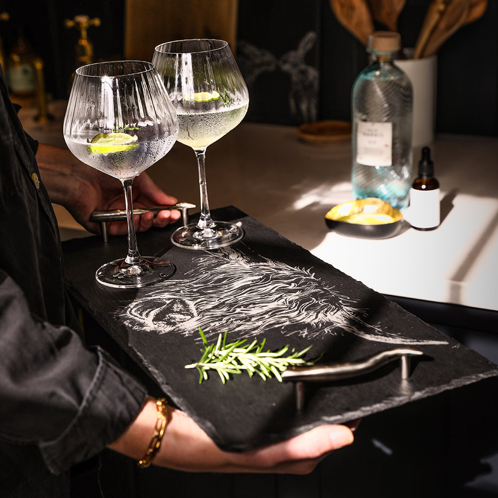 Highland Cow Engraved Slate Serving Tray, Large