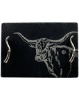 Texas Longhorn Slate Serving Tray with Steel Handles