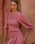 Jaffa Smocked Linen Top