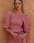 Jaffa Smocked Linen Top