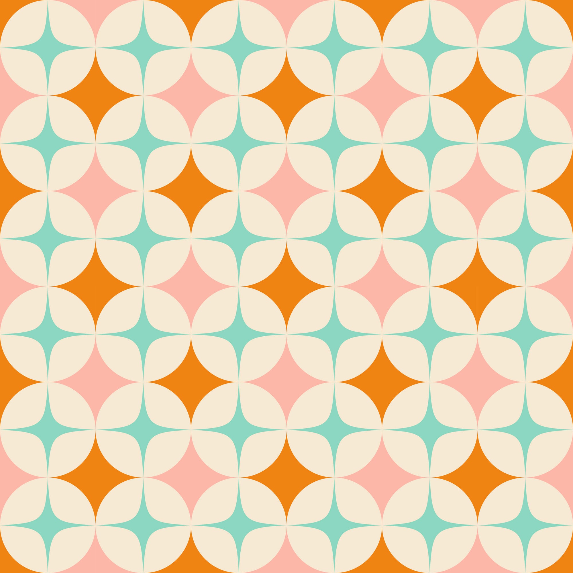 Retro Star Wallpaper in Pink, Orange and Teal