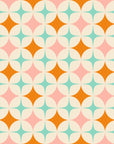 Retro Star Wallpaper in Pink, Orange and Teal